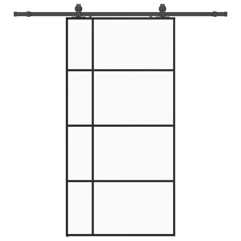 vidaXL fekete ESG üveg tolóajtó fémszerelvény-szettel 102,5x205 cm