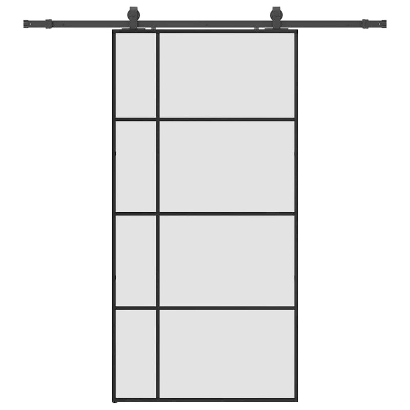vidaXL fekete ESG üveg tolóajtó fémszerelvény-szettel 102,5x205 cm
