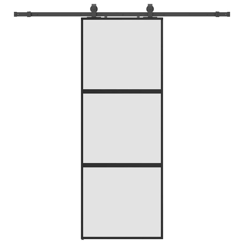 vidaXL fekete edzett üveg tolóajtó fémszerelék szettel 76x205 cm