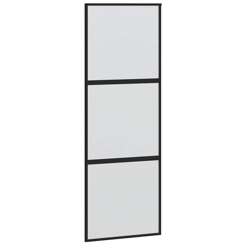vidaXL fekete edzett üveg tolóajtó fémszerelék szettel 76x205 cm