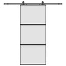 vidaXL fekete edzett üveg tolóajtó fémszerelék szettel 90x205 cm