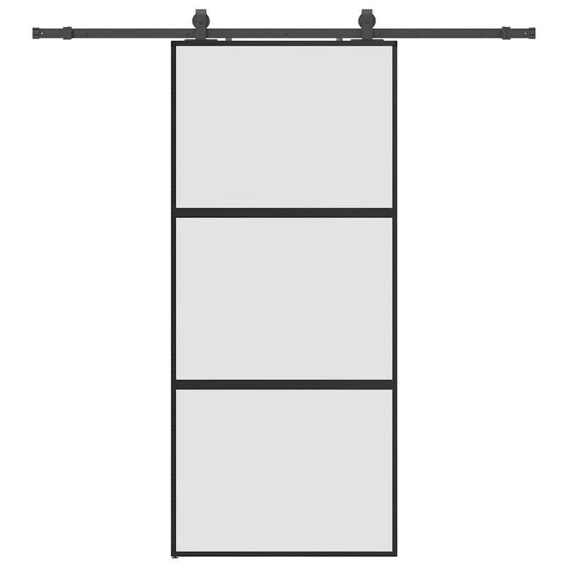 vidaXL fekete edzett üveg tolóajtó fémszerelék szettel 90x205 cm