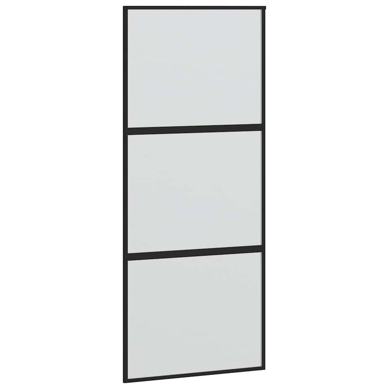 vidaXL fekete edzett üveg tolóajtó fémszerelék szettel 90x205 cm