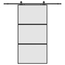 vidaXL fekete edzett üveg tolóajtó fémszerelék szettel 102,5x205 cm