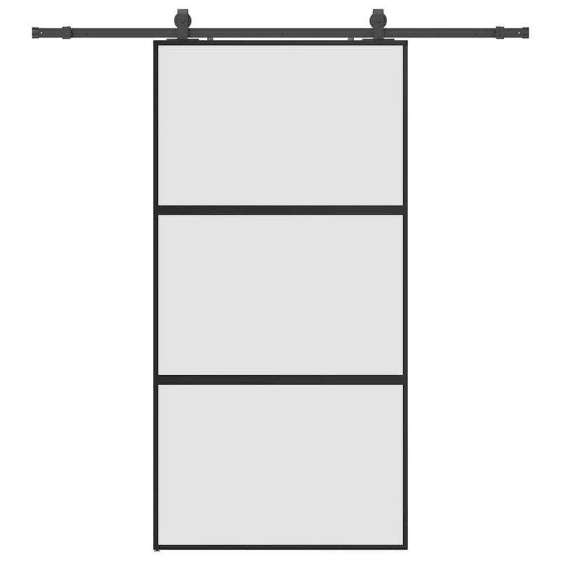 vidaXL fekete edzett üveg tolóajtó fémszerelék szettel 102,5x205 cm