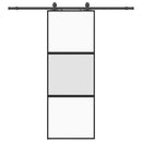 vidaXL fekete edzett üveg tolóajtó fémszerelék szettel 76x205 cm