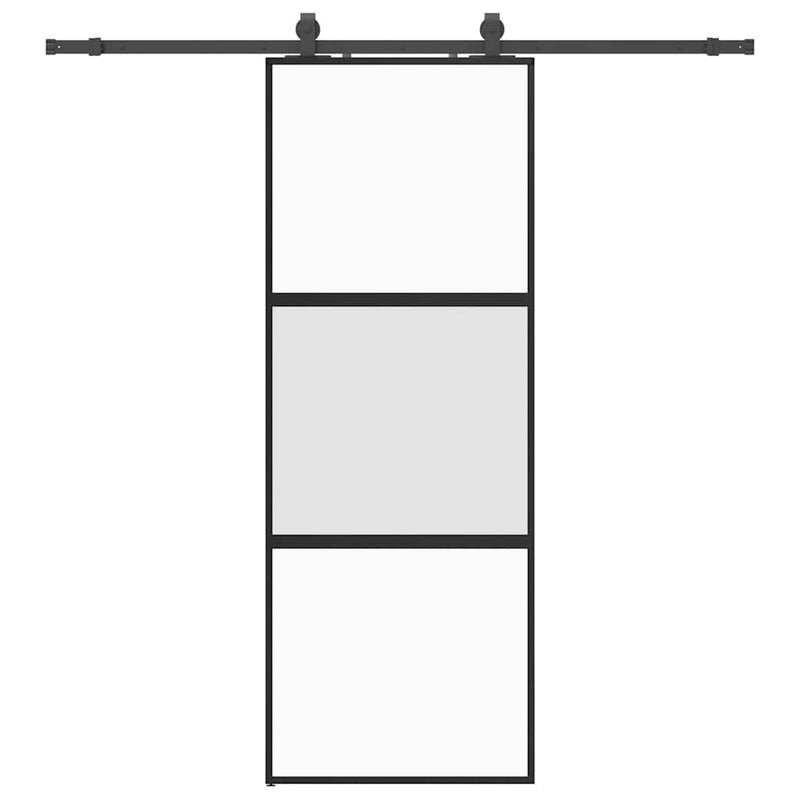 vidaXL fekete edzett üveg tolóajtó fémszerelék szettel 76x205 cm