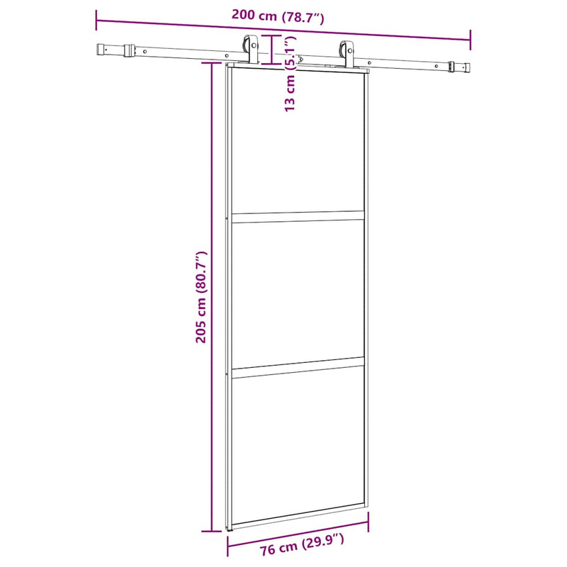vidaXL fekete edzett üveg tolóajtó fémszerelék szettel 76x205 cm