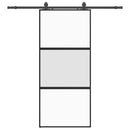 vidaXL fekete edzett üveg tolóajtó fémszerelék szettel 90x205 cm