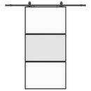 vidaXL fekete edzett üveg tolóajtó fémszerelék szettel 102,5x205 cm