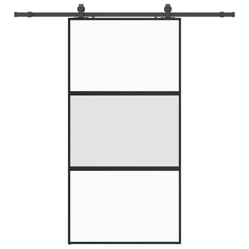 vidaXL fekete edzett üveg tolóajtó fémszerelék szettel 102,5x205 cm