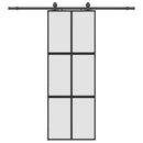 vidaXL fekete edzett üveg tolóajtó fémszerelék szettel 76x205 cm