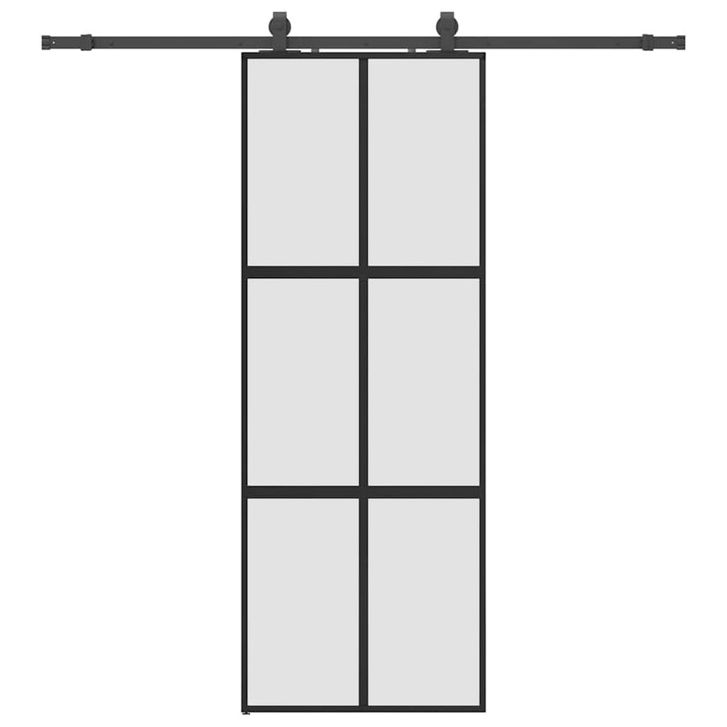 vidaXL fekete edzett üveg tolóajtó fémszerelék szettel 76x205 cm