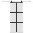 vidaXL fekete edzett üveg tolóajtó fémszerelék szettel 90x205 cm