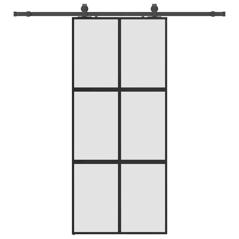 vidaXL fekete edzett üveg tolóajtó fémszerelék szettel 90x205 cm