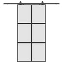 vidaXL fekete edzett üveg tolóajtó fémszerelék szettel 102,5x205 cm