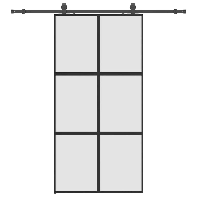 vidaXL fekete edzett üveg tolóajtó fémszerelék szettel 102,5x205 cm