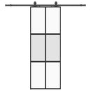 vidaXL fekete edzett üveg tolóajtó fémszerelék szettel 76x205 cm