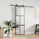 vidaXL fekete edzett üveg tolóajtó fémszerelék szettel 76x205 cm