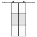 vidaXL fekete edzett üveg tolóajtó fémszerelék szettel 90x205 cm