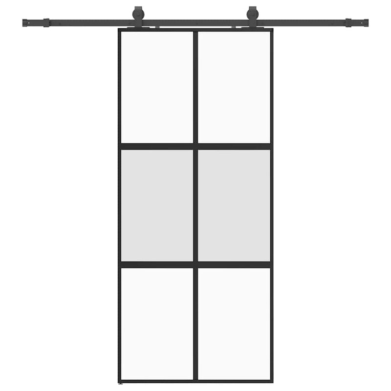 vidaXL fekete edzett üveg tolóajtó fémszerelék szettel 90x205 cm
