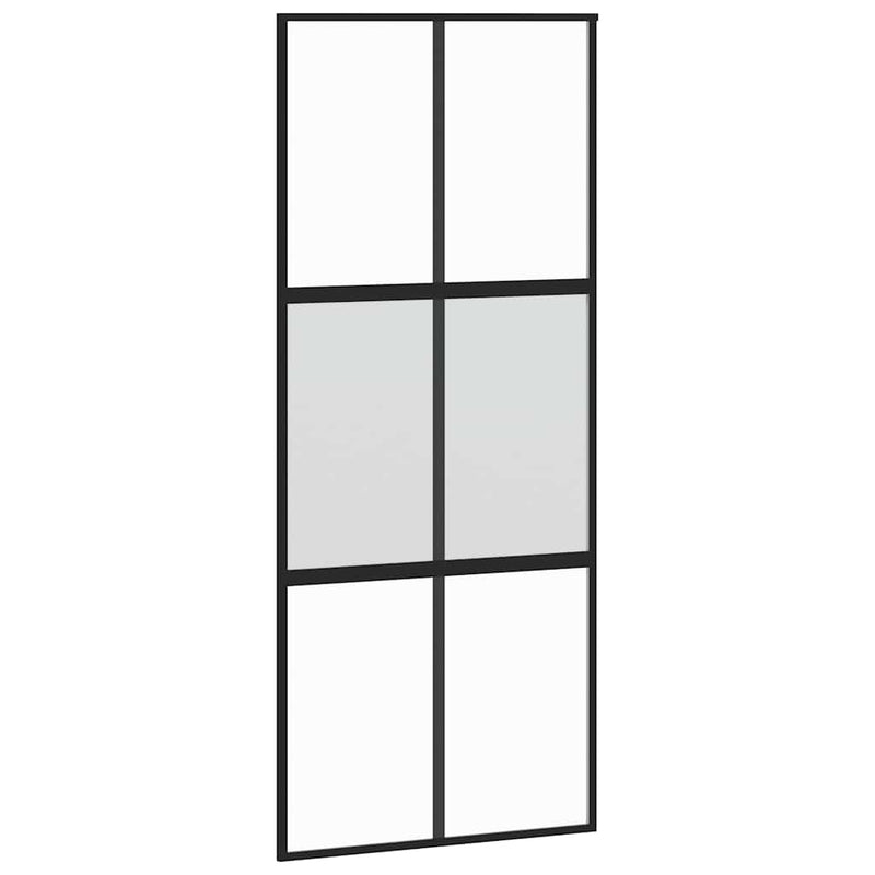 vidaXL fekete edzett üveg tolóajtó fémszerelék szettel 90x205 cm