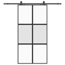 vidaXL fekete edzett üveg tolóajtó fémszerelék szettel 102,5x205 cm