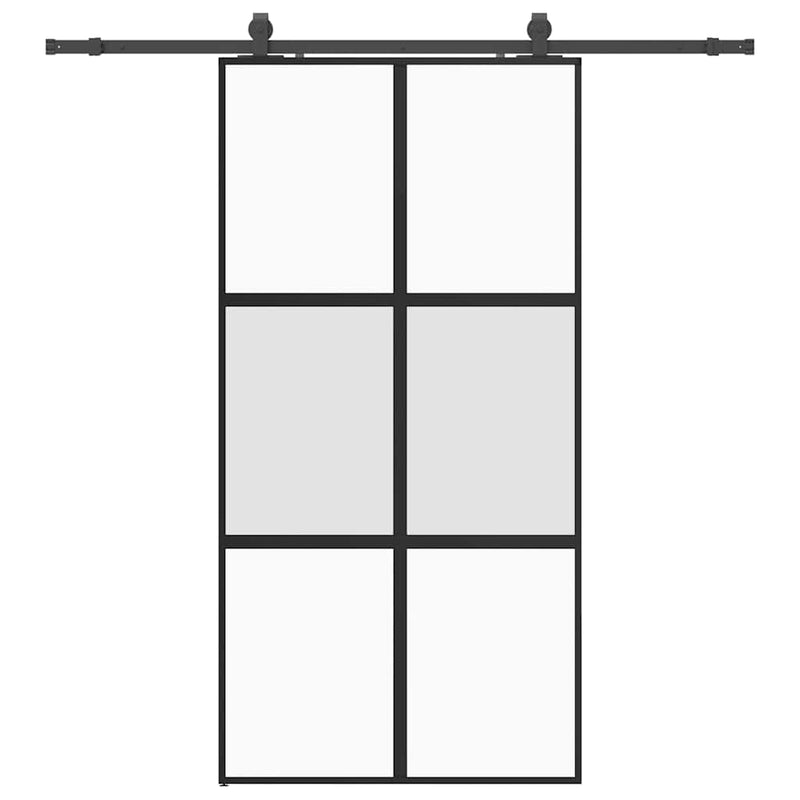 vidaXL fekete edzett üveg tolóajtó fémszerelék szettel 102,5x205 cm