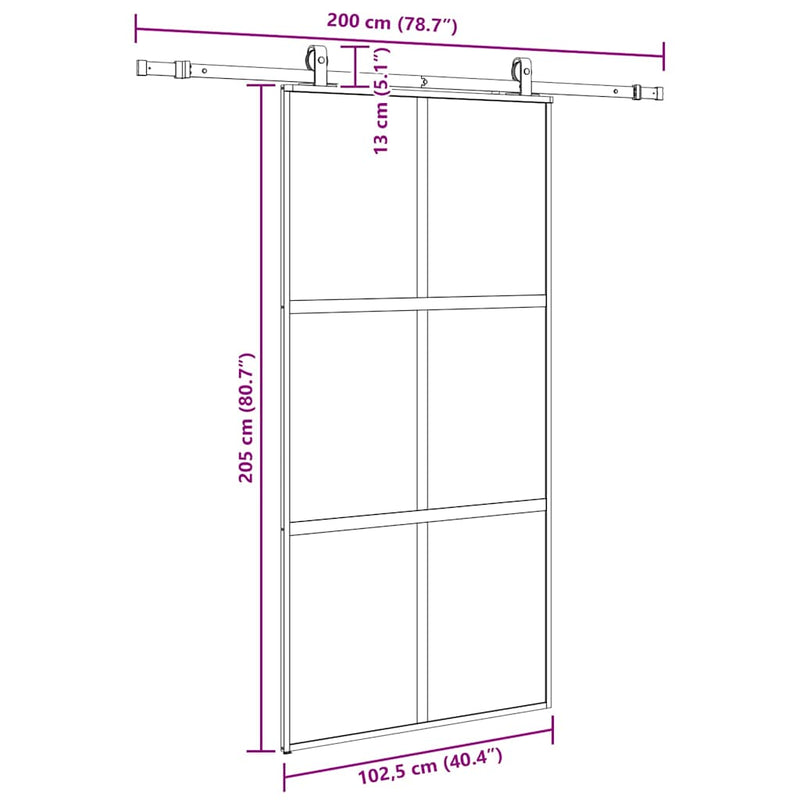 vidaXL fekete edzett üveg tolóajtó fémszerelék szettel 102,5x205 cm