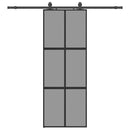 vidaXL fekete edzett üveg tolóajtó fémszerelék szettel 76x205 cm