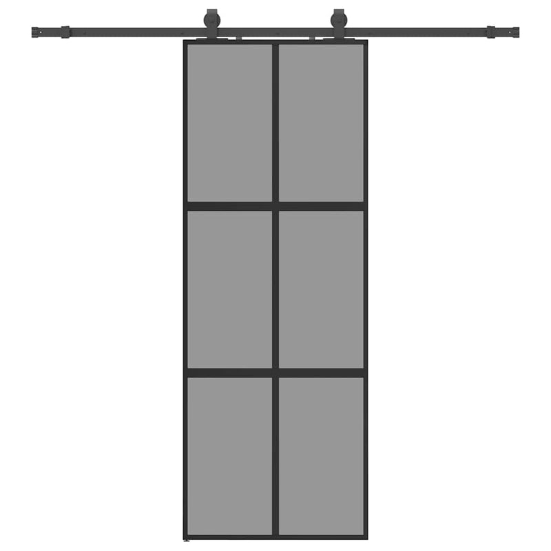 vidaXL fekete edzett üveg tolóajtó fémszerelék szettel 76x205 cm