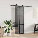 vidaXL fekete edzett üveg tolóajtó fémszerelék szettel 76x205 cm