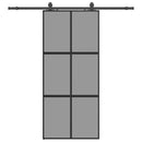 vidaXL fekete edzett üveg tolóajtó fémszerelék szettel 90x205 cm