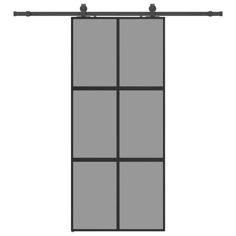 vidaXL fekete edzett üveg tolóajtó fémszerelék szettel 90x205 cm