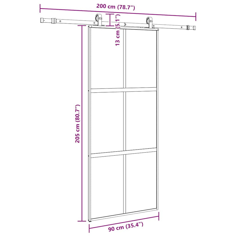 vidaXL fekete edzett üveg tolóajtó fémszerelék szettel 90x205 cm