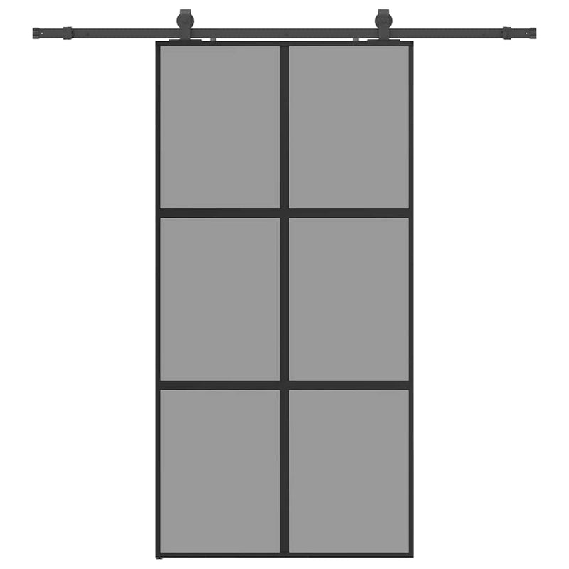 vidaXL fekete edzett üveg tolóajtó fémszerelék szettel 102,5x205 cm
