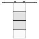 vidaXL fekete edzett üveg tolóajtó fémszerelék szettel 76x205 cm