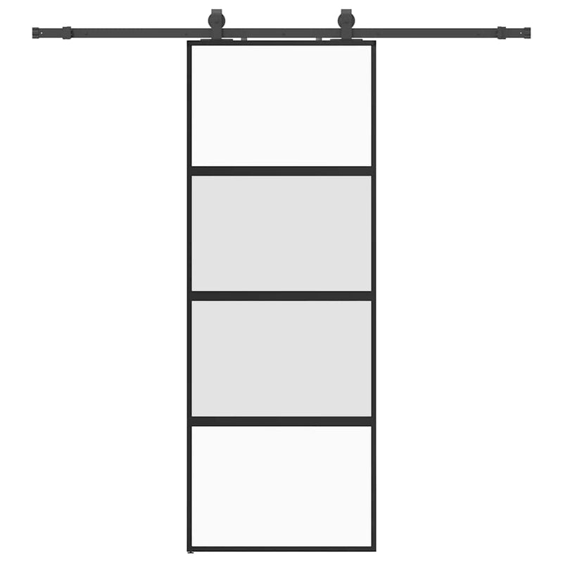 vidaXL fekete edzett üveg tolóajtó fémszerelék szettel 76x205 cm