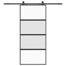 vidaXL fekete edzett üveg tolóajtó fémszerelék szettel 90x205 cm