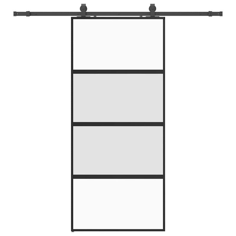 vidaXL fekete edzett üveg tolóajtó fémszerelék szettel 90x205 cm