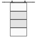 vidaXL fekete edzett üveg tolóajtó fémszerelék szettel 102,5x205 cm