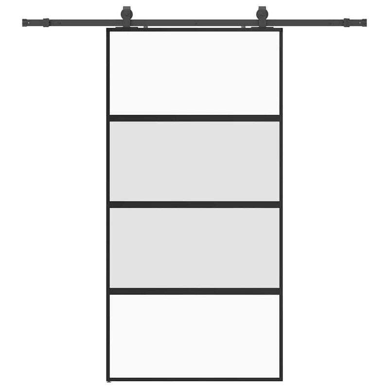 vidaXL fekete edzett üveg tolóajtó fémszerelék szettel 102,5x205 cm