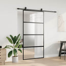 vidaXL fekete edzett üveg tolóajtó fémszerelék szettel 102,5x205 cm