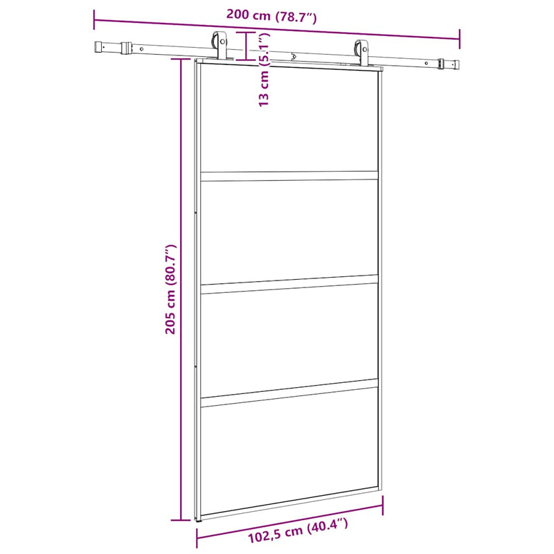 vidaXL fekete edzett üveg tolóajtó fémszerelék szettel 102,5x205 cm