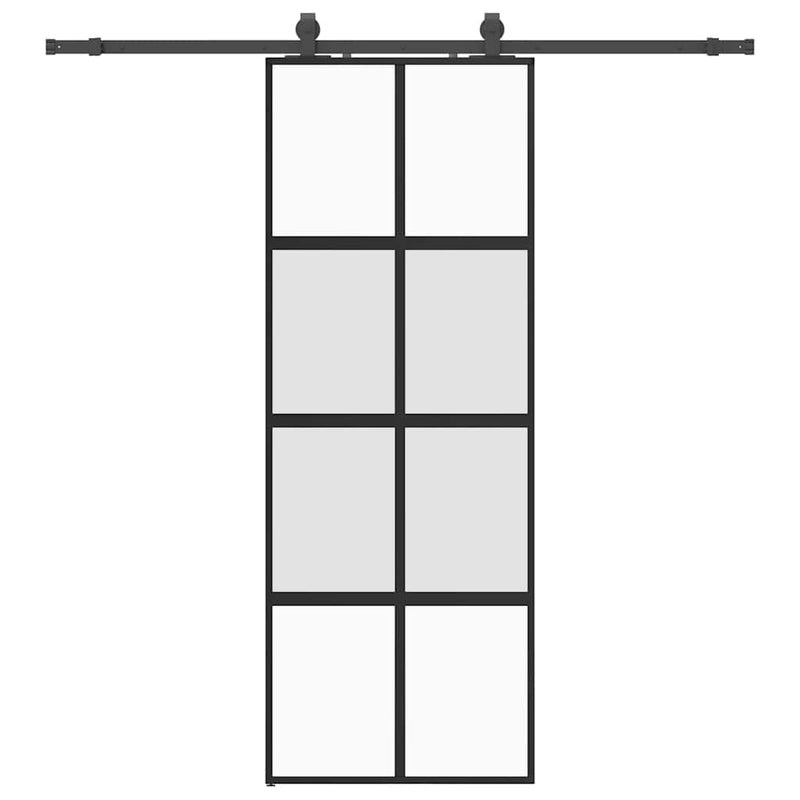 vidaXL fekete edzett üveg tolóajtó fémszerelék szettel 76x205 cm