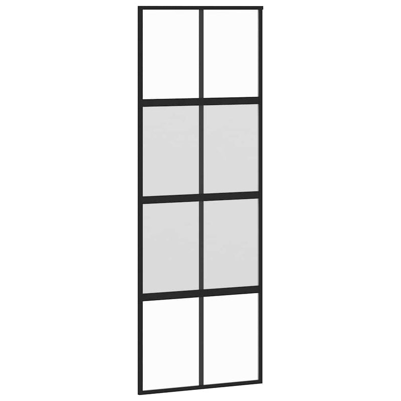 vidaXL fekete edzett üveg tolóajtó fémszerelék szettel 76x205 cm