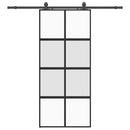 vidaXL fekete edzett üveg tolóajtó fémszerelék szettel 90x205 cm