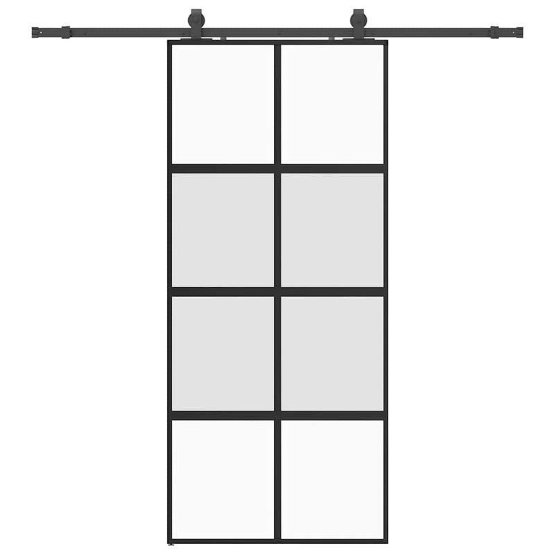 vidaXL fekete edzett üveg tolóajtó fémszerelék szettel 90x205 cm