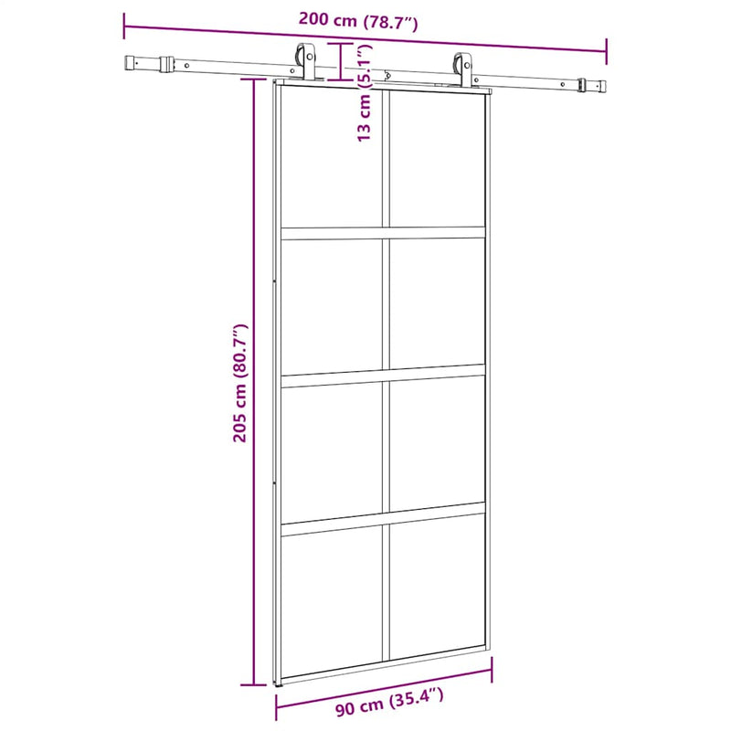 vidaXL fekete edzett üveg tolóajtó fémszerelék szettel 90x205 cm