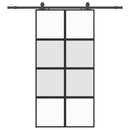 vidaXL fekete edzett üveg tolóajtó fémszerelék szettel 102,5x205 cm